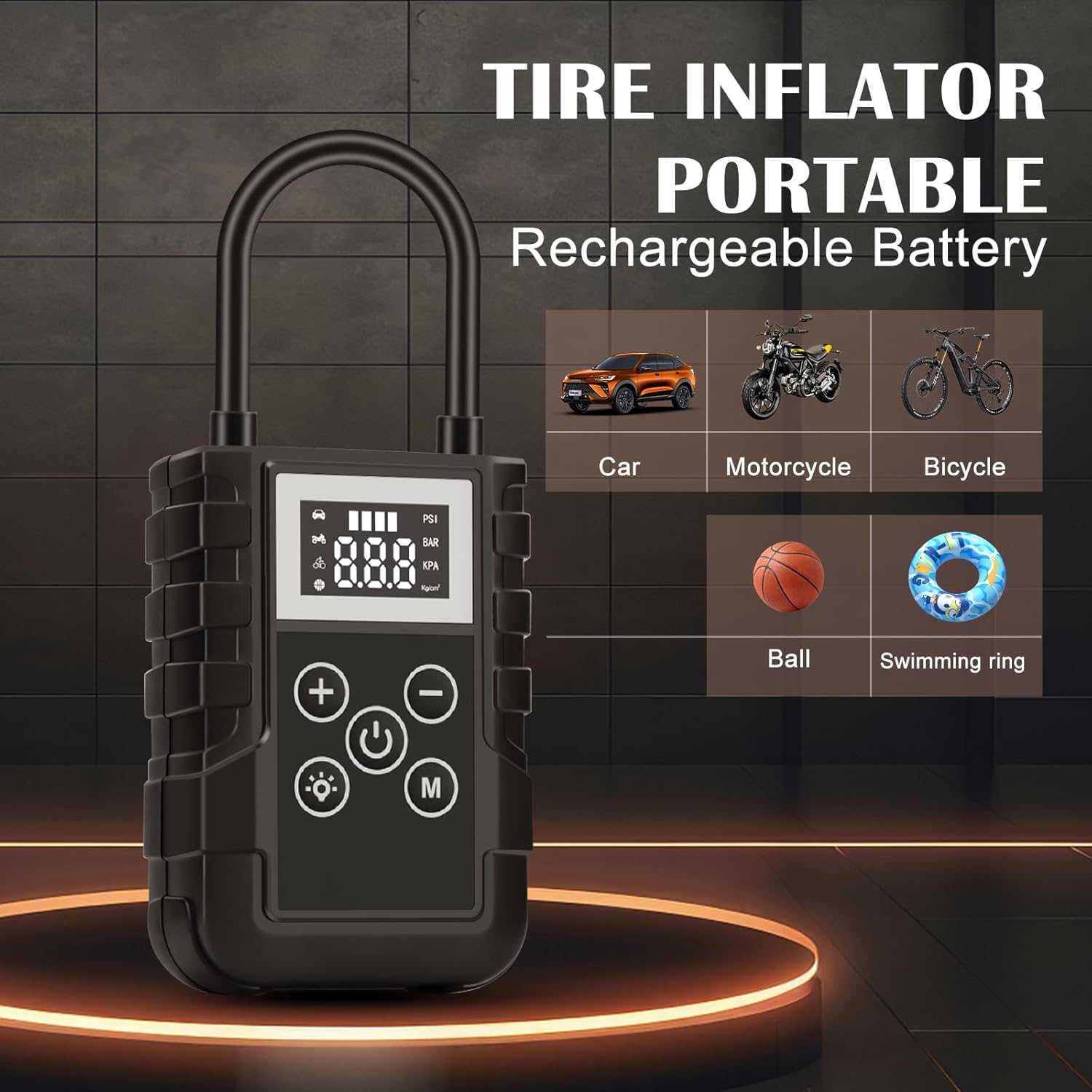 Tire Inflator Portable Air Compressor, 150PSI Portable Air Pump for Car Tires, 2X Faster Inflation Electric Air Pump with LCD Display for Cars Accessories, for Cars, Bikes, Motorcycle, Balls